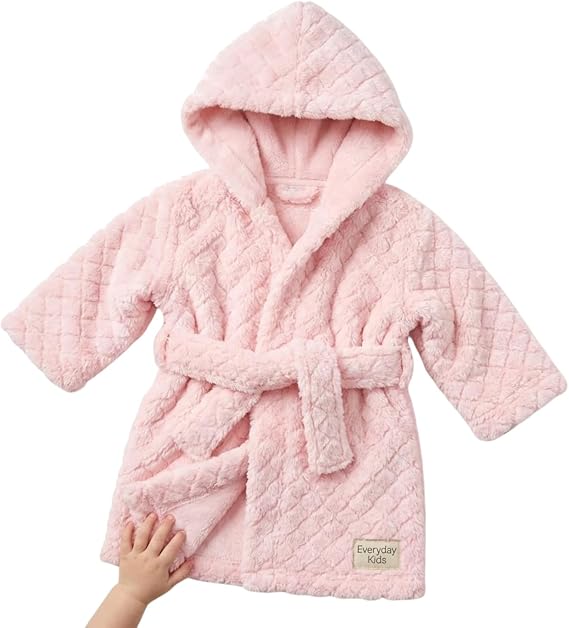 Unisex Grey Baby Fleece Robe with Hood for Boys and Girls Ages 0-9 Months by Everyday Kids