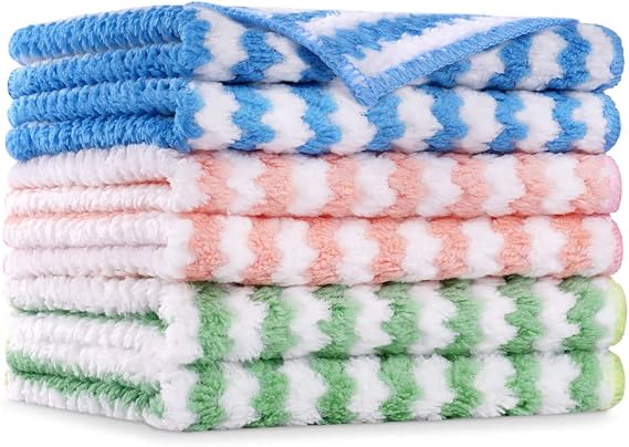 Vicloon Mikrofiber Temizleme Bezleri, 6 Adet Süper Emici Mikrofiber Temizleme Bezi, Yeniden Kullanılabilir Mikrofiber Bulaşık Bezleri, Ev, Mutfak için Çok Amaçlı Temizlik Havluları, Boyut 25 x 25 cm