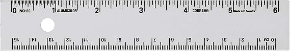 Alumicolor Aluminum Straight Edge with Center Finding Back, 6IN, Silver