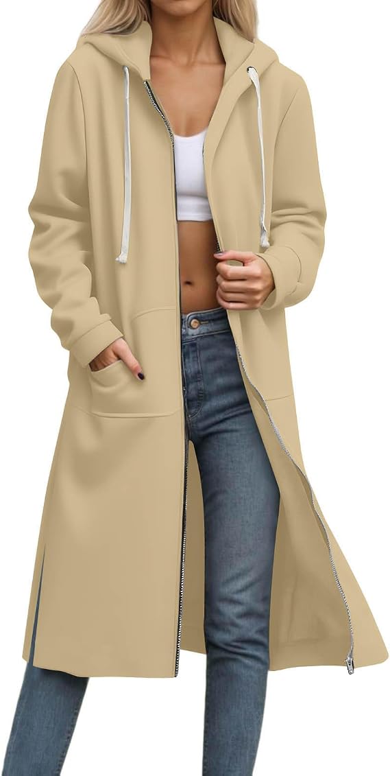 Long Zip up Hoodie Women Plus Size Trendy Fall Fashion 2025 Hooded Sweatshirt Cardigan Casual Jackets Winter Coats