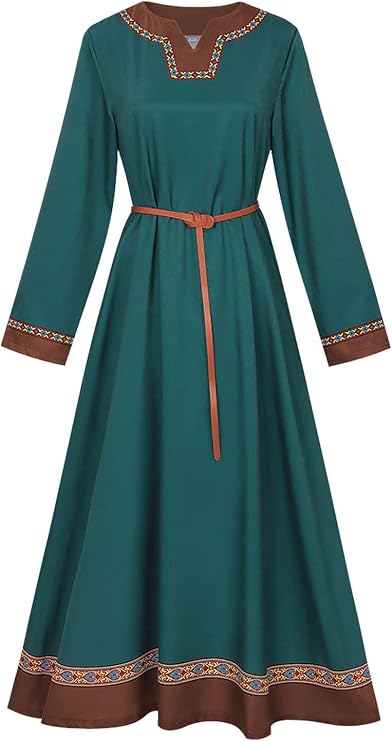 Women Viking Long Dress Costume Medieval Renaissance Underdress Vintage Retro Outfits