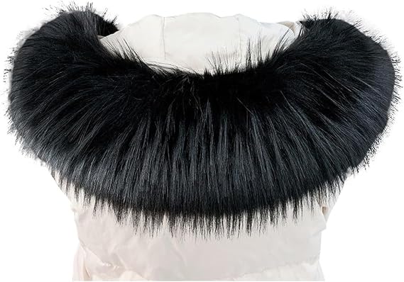 65m Faux Fur Hood Trim Replacement Collar Winter Warm Faux Fur Collar Shawl Wrap Unisex Fluffy Neck Warmer Scarves Trim Collars for Women and Men, Winter Coat
