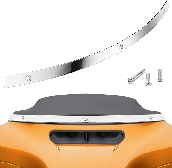 Pbymt ステンレスフロントガラス トリム、ポリッシュ フロントガラス トリム ハーレー2014-2023 ストリートグライド、エレトラグライド、トライグライドクロム対応