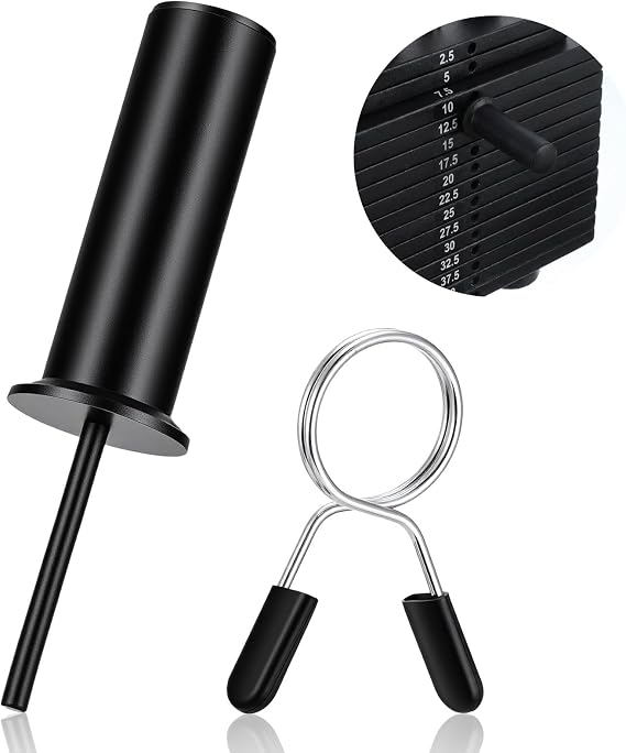 Gym Pin for Weight Stack Machine, Weight Stack Pin with Spring Clip Collar, Weight Stack Extender Pin for Gym Cable Machine, Commercial Gym and Home Gym Fitness Equipment