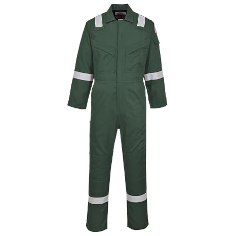 Portwest FR28 Bizflame Work FR Coverall Flame Retardant Mens Overalls Green
