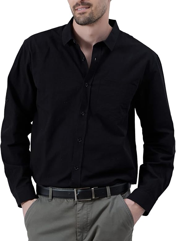 Mens Linen Button Down Long Sleeve Shirts M-3XL