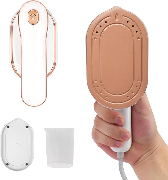 Mini Steam Iron and Portable Steamer for Clothes, 970W Handheld Garment Steamer Iron for Home Travel (White)