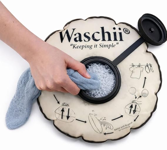 Waschii Pocket-Sized Travel Clothes Washer for Camping, Hostels & Vanlife Compact, Leakproof, Eco-Friendly No Power or Sink Needed