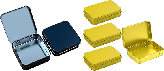 Tin box black square+gold rectangle