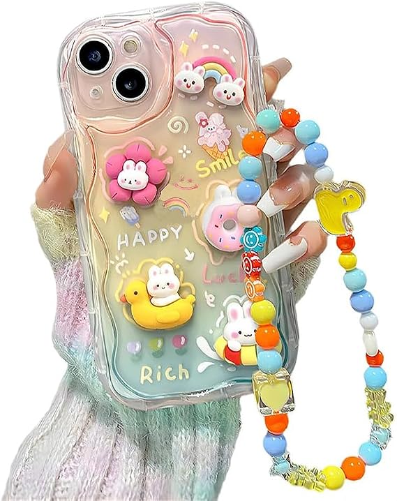Casechics Compatible with iPhone 16 Case,Rainbow,Clear