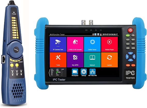 EVERSECU 7 Inch Touch Screen 5 in 1 CCTV Tester with Cable Tracer, Support Upt to 4K IP Camera & 8.0 Megapixel AHD, TVI, CVI & CVBS Analog Camera, with Keyboard/IP Discovery/POE Output/APP
