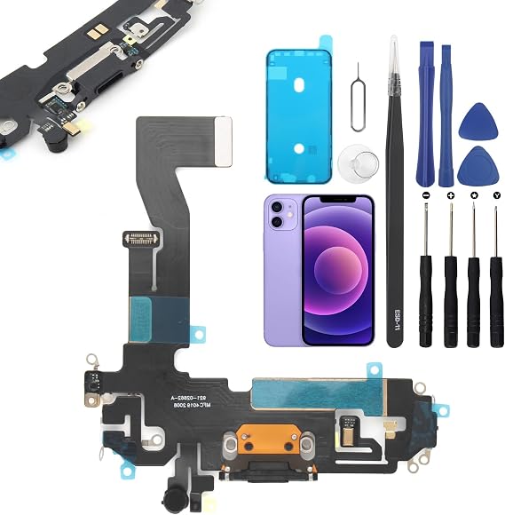 Charging Port Replacement for iPhone 12 USB Dock Connector Flex Cable Microphone Replacement for iPhone 12 Pro with Tools(6.1")