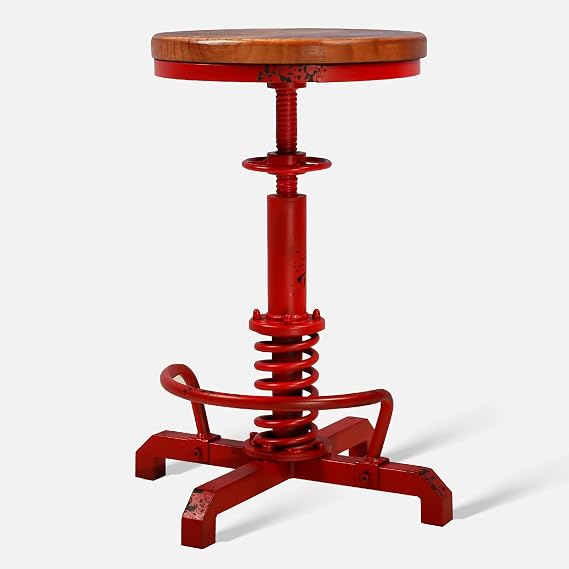 Antique Swivel Solid Wood Adjustable Height Stool