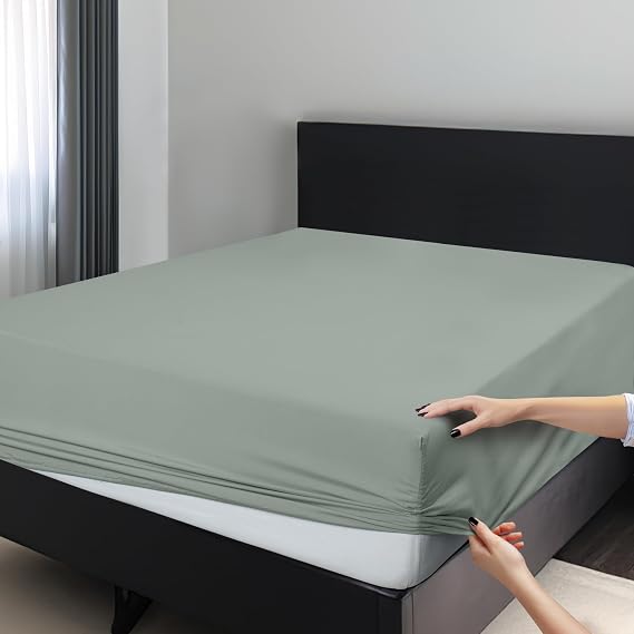 LUX Decor California King Fitted Sheet Only - Easy to Fit 360 Elastic