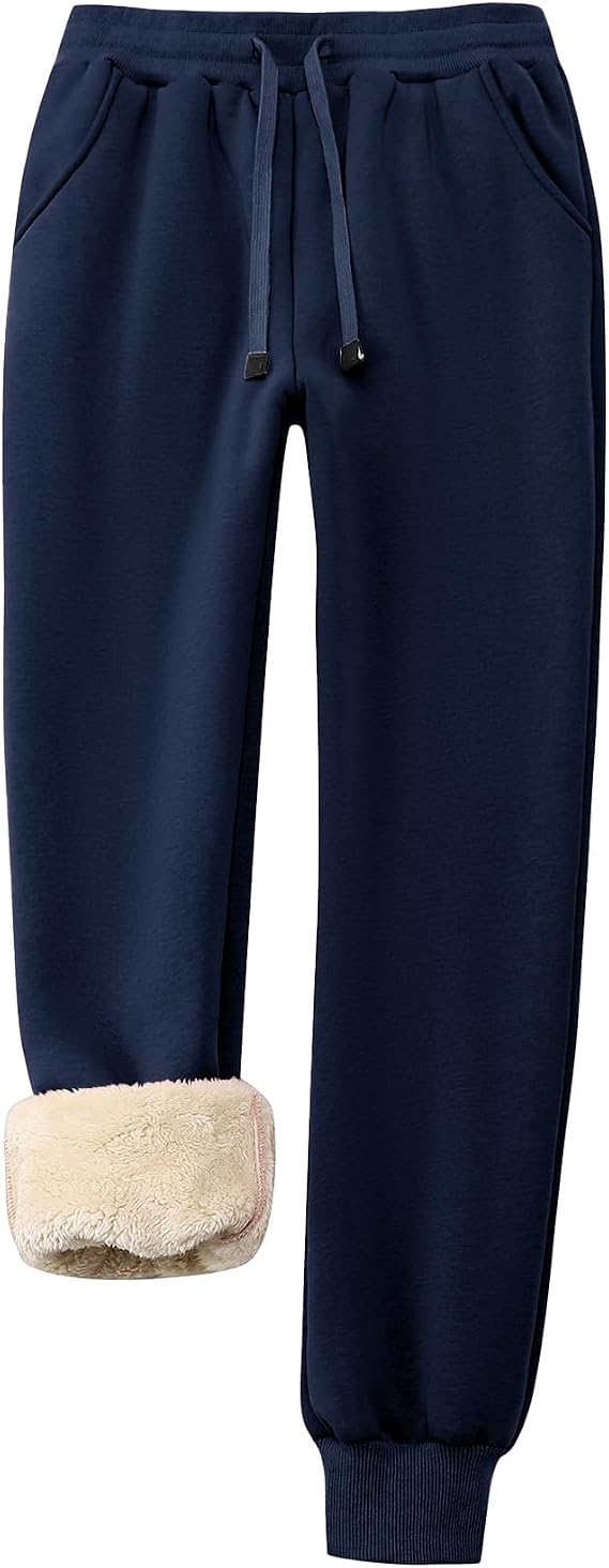 Flygo Womens Warm Fleece Pants Winter Sherpa Lined Jogger Sweatpants