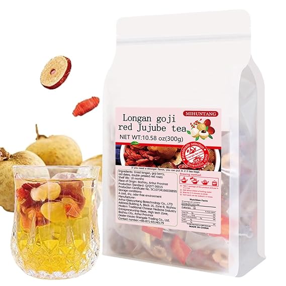 Longan goji red Jujube tea 10.58 oz combination of flower and tea fruit tea in bags Women's five treasures tea drink300g | Women'S Five Treasures Triangle Tea Bags Hot Or Cold Tea Brew Rich Fruity Aroma, Sweet, Easy To Brew, Ready To Enjoy Anytime