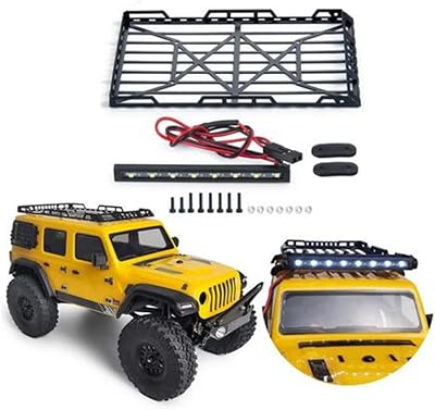 RC-Hub Stainless Steel Roof Rack Luggage Carrier and Spotlights for 124 Axial SCX24 90081 AXI00002 RC Cars,Black