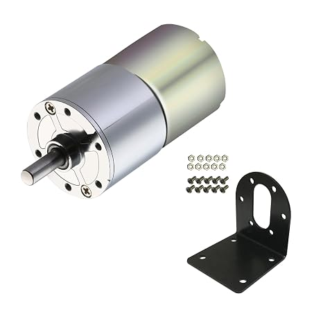 Micro DC 12V 50RPM Geared Motor with Bracket 37mm Diameter Gearbox Centric Ouput Shaft Gear MotorLarge Torque Reduction Motor