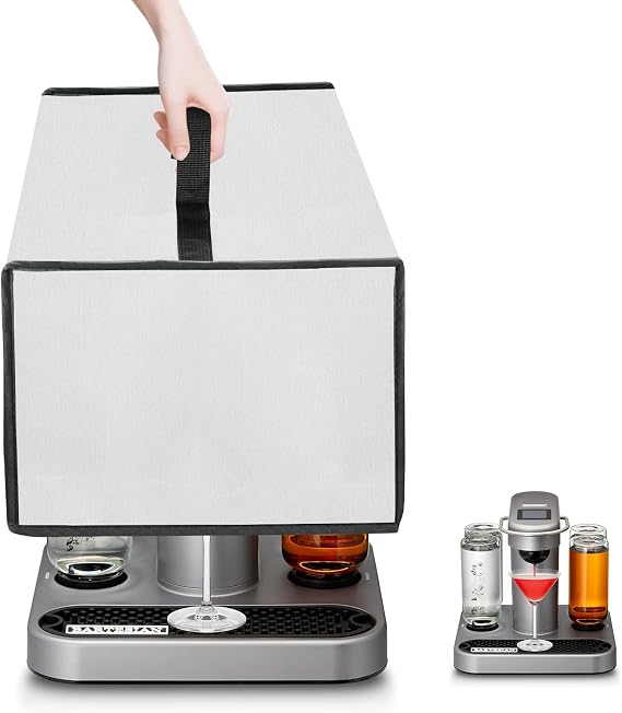Cocktail Maker Cover for Bartesian Cocktail Making Machine Automatic Mixology Cocktails Mixing Maker, Heavy Duty Thickened Cover Waterproof Dustproof Cocktails Mixing Maker Cover (Silver)