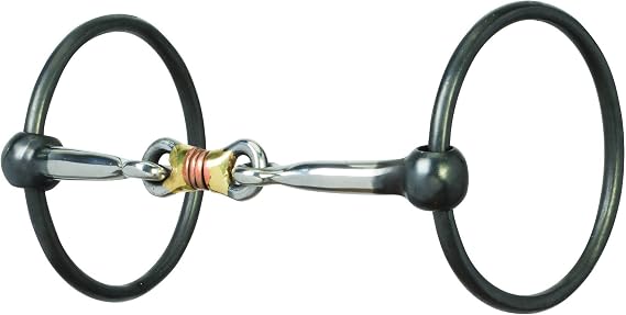 Weaver Leather Ring Snaffle Bit, Black Steel, 5