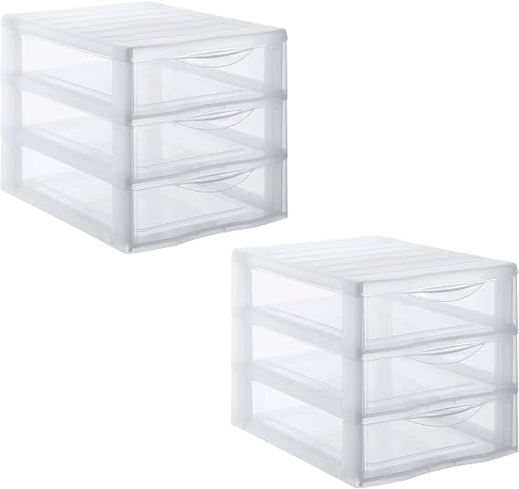 SUNDIS Orgamix Plastic Drawer Boxes with 3 Drawers for A4 Paper