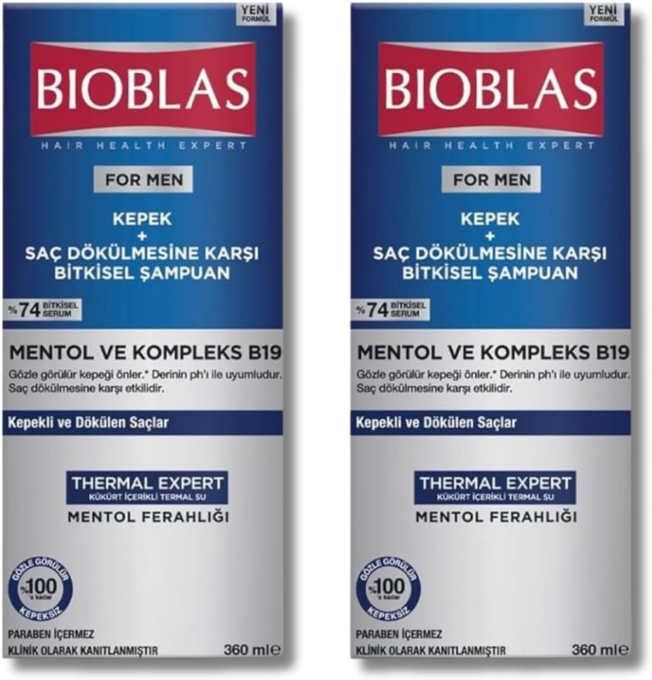 BIOBLAS For Men Shampoo Against Dandruff and Hair Loss 360 ml 2 Pieces