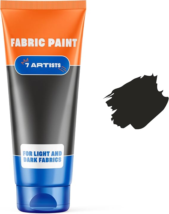 Black Fabric Paint 2 fl. oz Tube Permanent Fabric Paint Black for Clothes | Textile Clothing Paints for Cotton and Synthethic Fabrics, Furniture Upholstery, Shoes, Sneakers, T-Shirt, Tote Bags