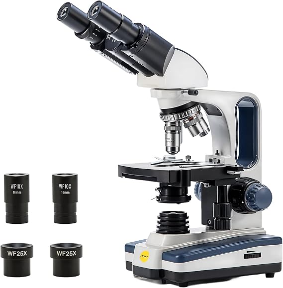SWIFT SW350B Binocular Compound Microscope for Adults, 40x-2500x, Wide-Field 10x and 25x Eyepieces, LED Illumination, Abbe Condenser, Double-Layer Mechanical Stage, UK Plug