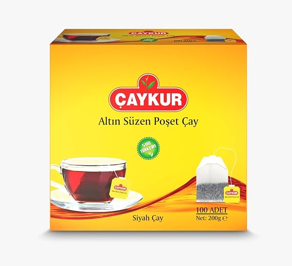 ÇAYKUR Black Tea Bags, Altın Suzen Turkish Tea, Individually Wrapped Cup Brew Bags, Bright Red Color, Best Turkish Loose-Leaf Flavor, 100 Tea Bags (200g/ 7.05 oz)