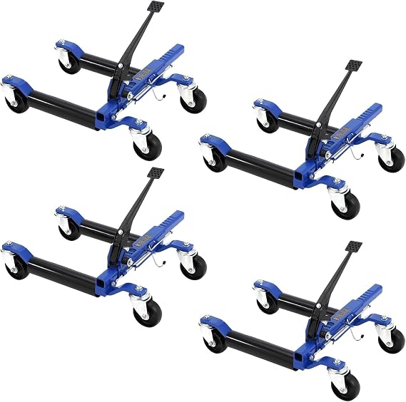 Car Dolly Jack Set of 4, 1500LBS Capacity Mechanical Car Wheel Dolly with Steel Twin Rollers, Heavy Duty Rollers with Foot Pedal for Tire Auto Repair Moving