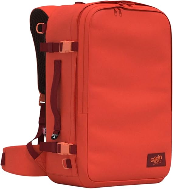 Cabinzero Classic Pro Backpack 42L, Padded Laptop Rucksack with YKK Zips, Trolley Strap and Hip Belt, Weekender Backpack