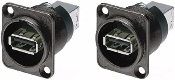 2 Neutrik NAUSB-W-B Panel Mount Reversible USB Gender/Changer Black Adapter