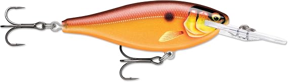 Rapala Shad Rap Elite Crankbait, Premium Hard Bait Lure, Bass Walleye Pike Fishing Lure, Tight Wiggle Action, 2-1/4", Gilded Crawdad