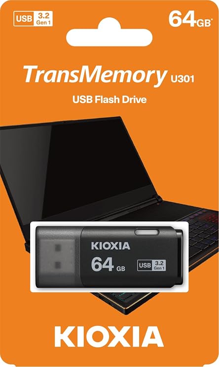 KIOXIA TransMemory U301 USB Flash Drive 64GB, LU301K064GG4