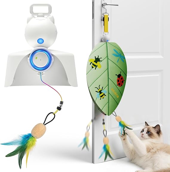 ROJECO Interactive Cat Toys,Automatic Feather & Mouse Door Hanging Cat Toys