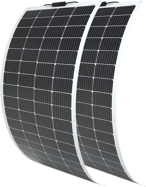 Renogy 2 Pieces Flexible Solar Panels, 200 W, 20 V, 10 A, Single Crystal, 240° High Flexibility, High Conversion Rate, Folding Type, Ultra Thin Lamination, Ultra Lightweight, Multi-Bath Bar, PERC Technology, Durable, IP67 Waterproof, Boat, Sleeping in Car, Camping, RV, Trailer, Camper, Outdoors, Home, Disaster Prevention, Power Outages
