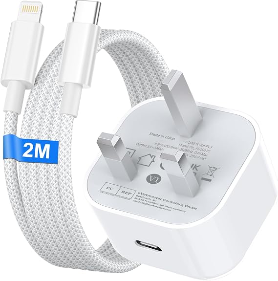 For iPhone Charger Fast Charge, 20W iPhone Fast Charger Plug with 2M USB C to Light-ning Cable for iPhone 14 13 12 11 Pro Max/Mini/XS/SE/8, USB C Plug Phone charger USBC Power Adapter