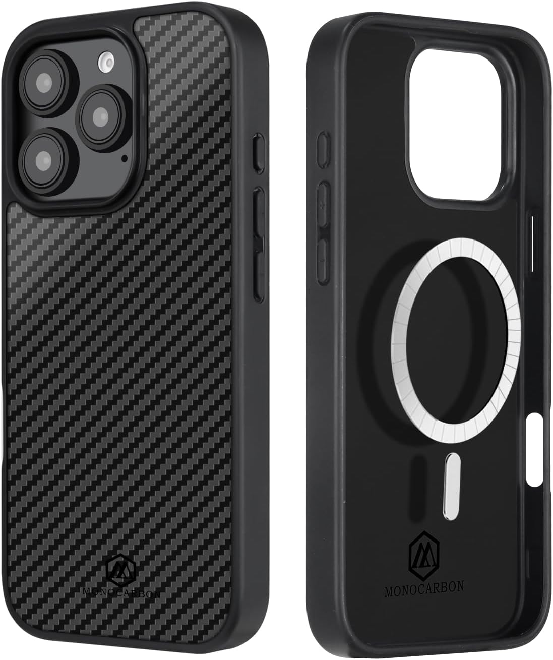 MONOCARBON Real 3K Carbon Fiber Case for iPhone 16 Pro Max, Military Grade 6.9 in Dropproof Hard Cover Compatible with MagSafe,Heavy Duty Case with Camera Protection & Wrapped Edge