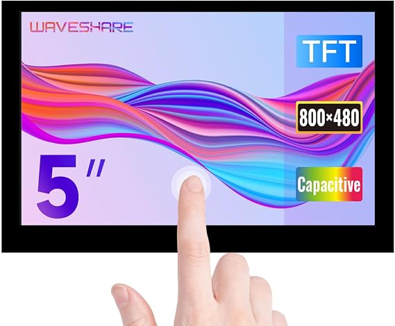 waveshare 5inch Capacitive Touch Display Compatible with Raspberry Pi 5/4B/3B+/3A+/3B/2B/B+/A+/CM3/3+/4 800480 Resolution DSI Interface