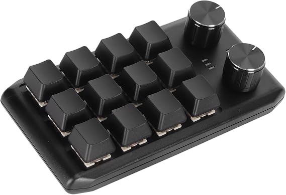 Yunseity Mini Custom Keypad, 12 Keys 2 Buttons Programmable Mini Gaming Keypad for Office (BT(Inbuilt Battery Included))