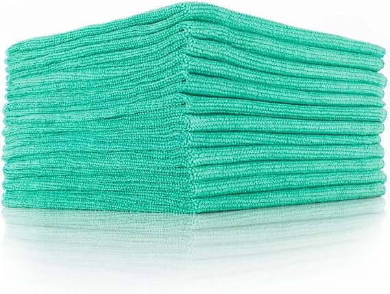 The Rag Company The Pearl Detailing Towel, Green, 16x16in, 12-Pack