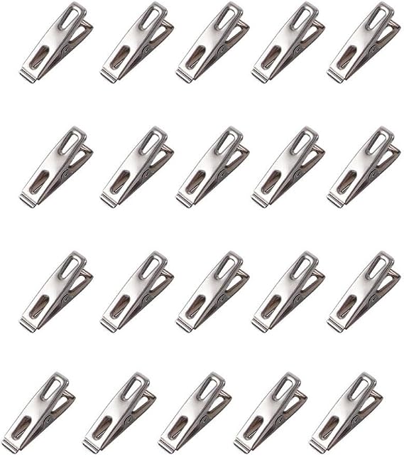 20 Pack Clothes Clips, Mini Clothes Pins for Photo, Chip Clips Bag Clips Food Clips, Metal Food Clips for Kitchen Home