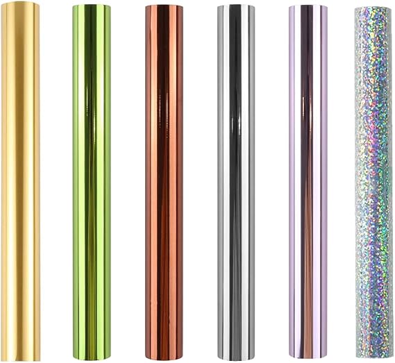 6PACK Toner Reactive Foil Roll Hot Foil Stamping Wrapping Paper for Card Making, Sparkling Craftwork, Scrapbooking, Handmade by Laser Printer and Laminator