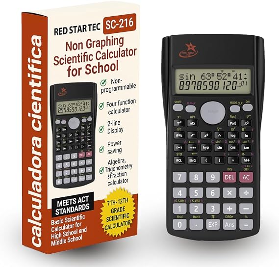 SC-216 Non-Graphing Scientific Calculator, Middle/High School, Fraction Key