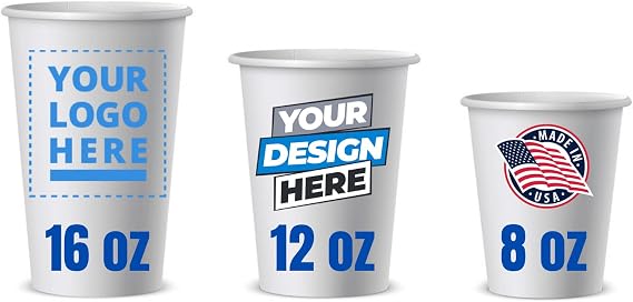 Disposable Paper Custom Personalized Coffee cups (16oz-1000 Pack)