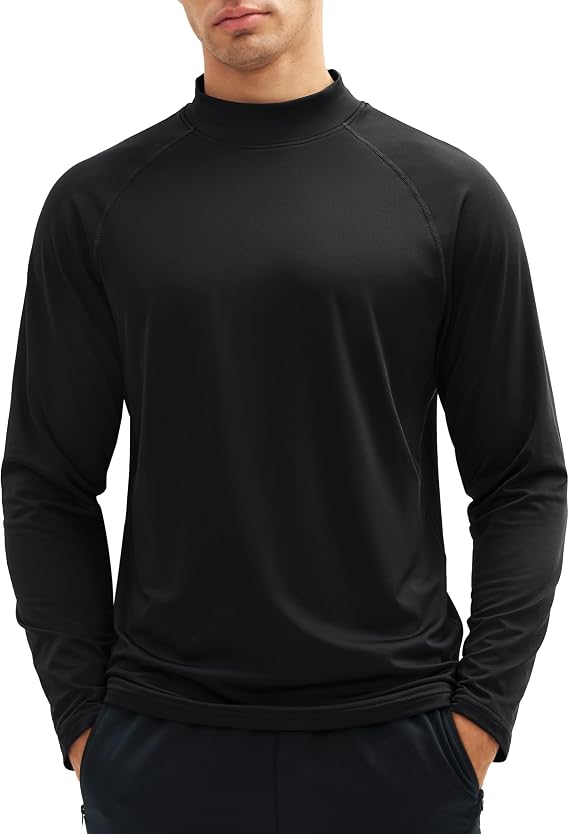 Cavva Men's Thermal Shirt Mock Turtle Neck Long Sleeve Fleece Lined