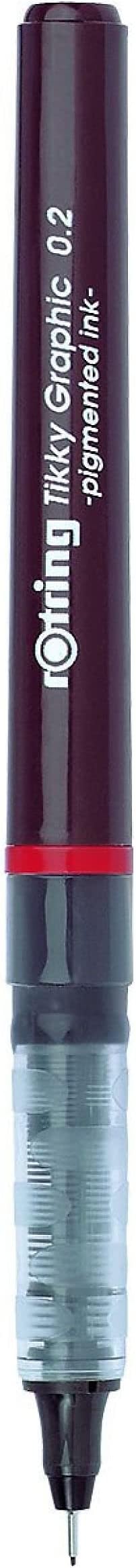 rOtring Tikky Fine Liner Fiber Tip Graphic Pen, 0.2 mm, Black Ink (1904752)