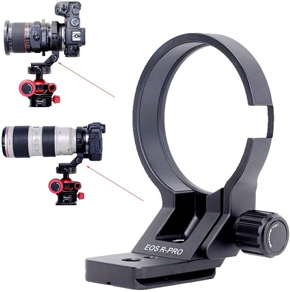 iShoot Lens Collar Tripod Mount Ring Compatible with Canon EF-EOS R Mount Converter Adapter Ring Basic Model, Lens Support Holder Bracket Bottom is 39mm Arca-Swiss Fit Quick Release Plate Dovetail