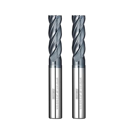Tools Carbide End Mill Square Milling Cutter for Cutting Alloy Steels,Cast Iron, Hardened Steel - 4 Flute Cutting Tools 1/4 Shank (1/4-2.5" 2PCS)