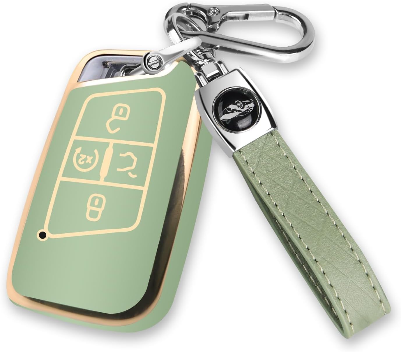 for Volkswagen Key Fob Cover with Keychain, Soft TPU Car Key Shell Case Holder for Atlas Golf Alltrack Atlas Jetta Passat Arteon Tiguan Smart 4 Button Remote Accessories, Green